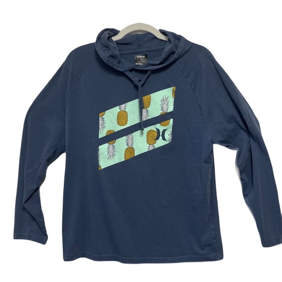Hurley Men's Blue Pineapple Graphic Hoodie Size M - Picture 1 of 5